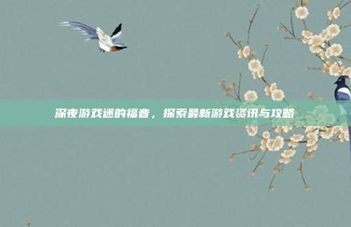 深夜游戏迷的福音，探索最新游戏资讯与攻略