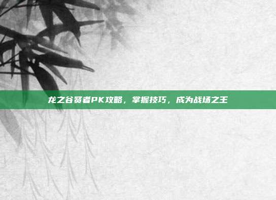 龙之谷贤者PK攻略，掌握技巧，成为战场之王