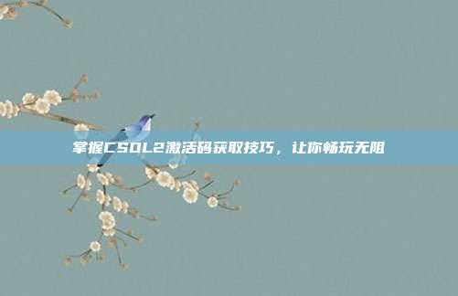 掌握CSOL2激活码获取技巧，让你畅玩无阻