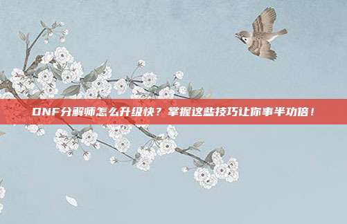 DNF分解师怎么升级快？掌握这些技巧让你事半功倍！
