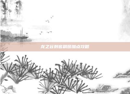 龙之谷刺客刷图加点攻略