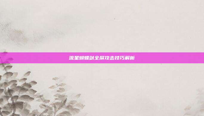 流星蝴蝶剑全屏攻击技巧解析