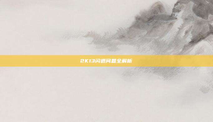 2K13闪退问题全解析