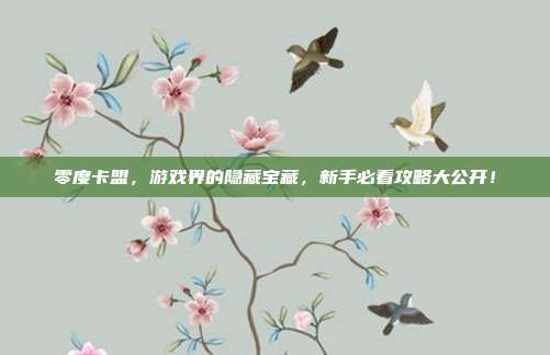 零度卡盟,游戏界的隐藏宝藏,新手必看攻略大公开!
