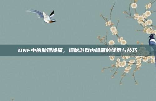 DNF中的助理侦探，揭秘游戏内隐藏的线索与技巧