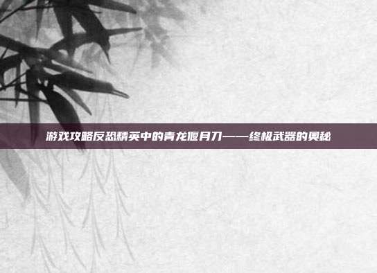 游戏攻略反恐精英中的青龙偃月刀——终极武器的奥秘