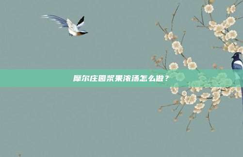 摩尔庄园浆果浓汤怎么做?
