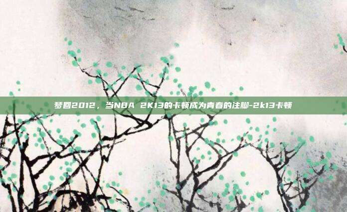 梦回2012，当NBA 2K13的卡顿成为青春的注脚-2k13卡顿