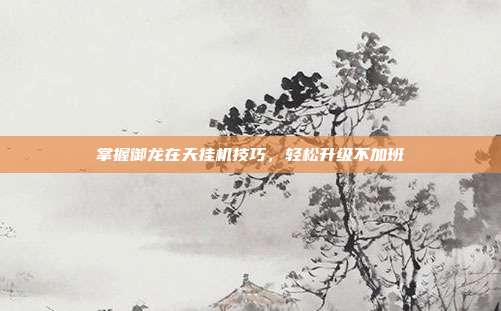 掌握御龙在天挂机技巧,轻松升级不加班