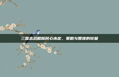 三国志战略版民心未定，策略与智谋的较量