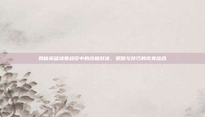 揭秘英雄场景战役中的终极对决,策略与技巧的完美结合