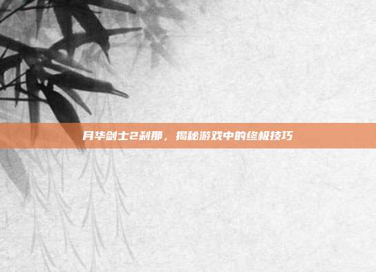 月华剑士2刹那,揭秘游戏中的终极技巧