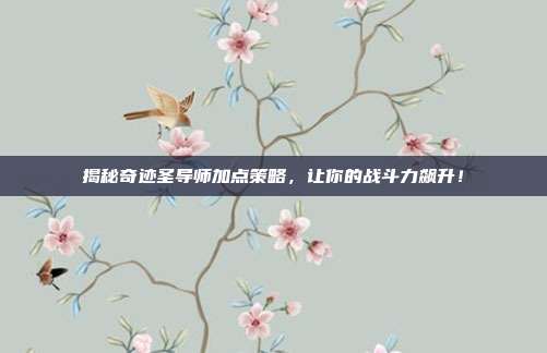 揭秘奇迹圣导师加点策略,让你的战斗力飙升!