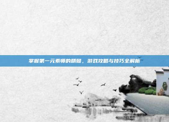 掌握第一元素师的精髓，游戏攻略与技巧全解析