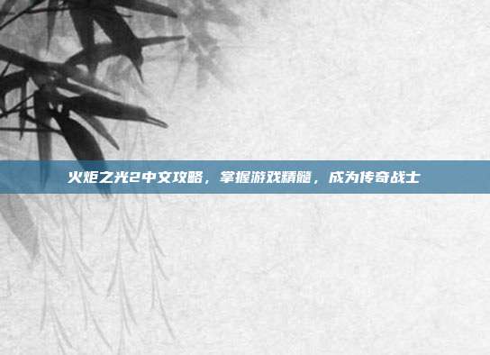 火炬之光2中文攻略,掌握游戏精髓,成为传奇战士