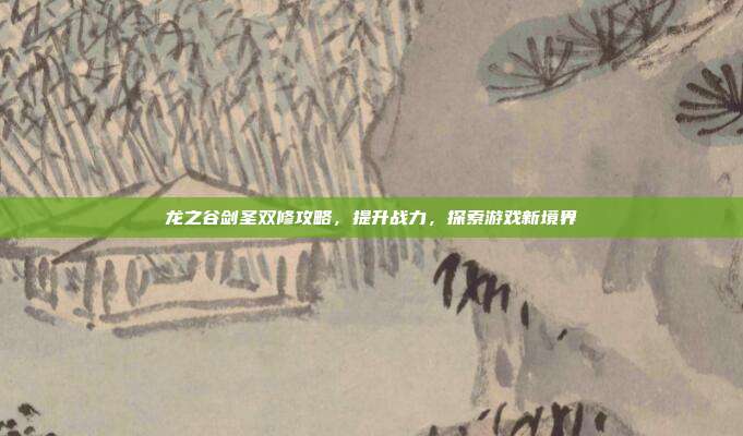 龙之谷剑圣双修攻略,提升战力,探索游戏新境界