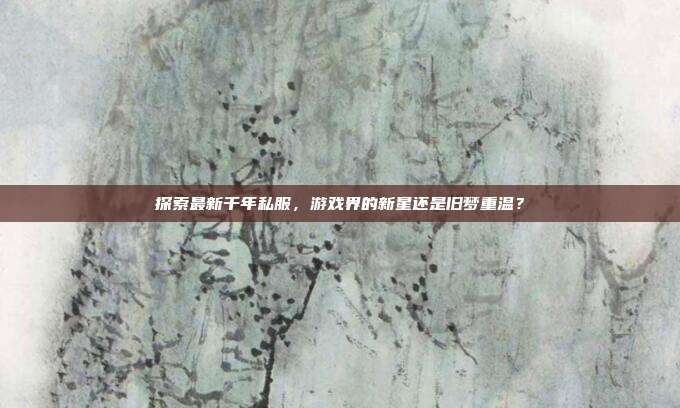 探索最新千年私服,游戏界的新星还是旧梦重温?