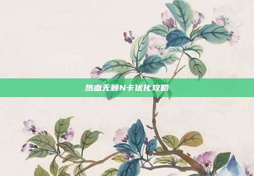 热血无赖N卡优化攻略