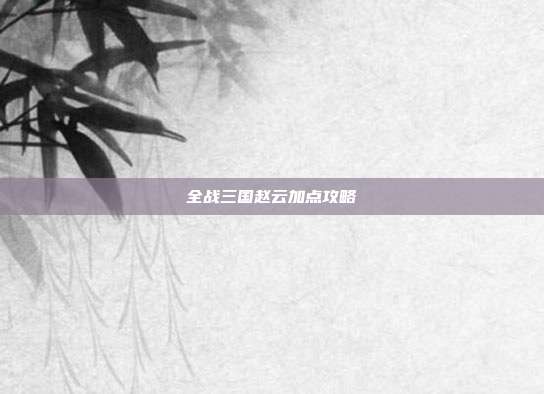 全战三国赵云加点攻略