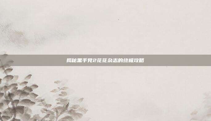 揭秘黑手党2花花杂志的终极攻略