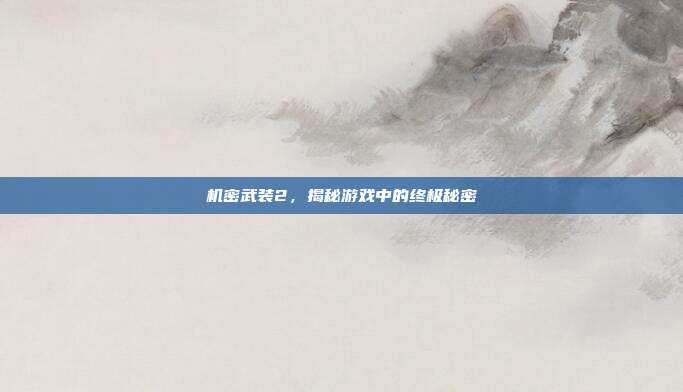 机密武装2，揭秘游戏中的终极秘密