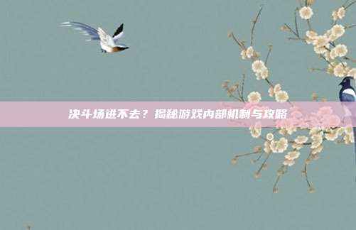 决斗场进不去？揭秘游戏内部机制与攻略
