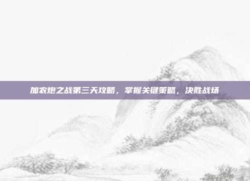 加农炮之战第三天攻略,掌握关键策略,决胜战场