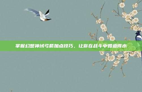 掌握幻想神域弓箭加点技巧,让你在战斗中如鱼得水