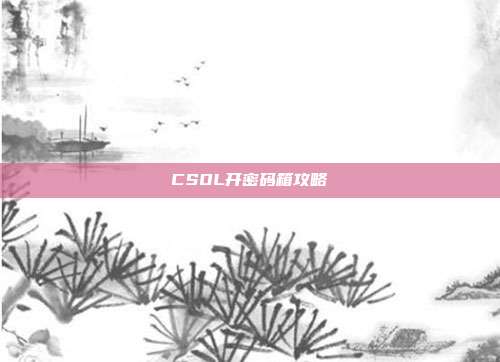 CSOL开密码箱攻略